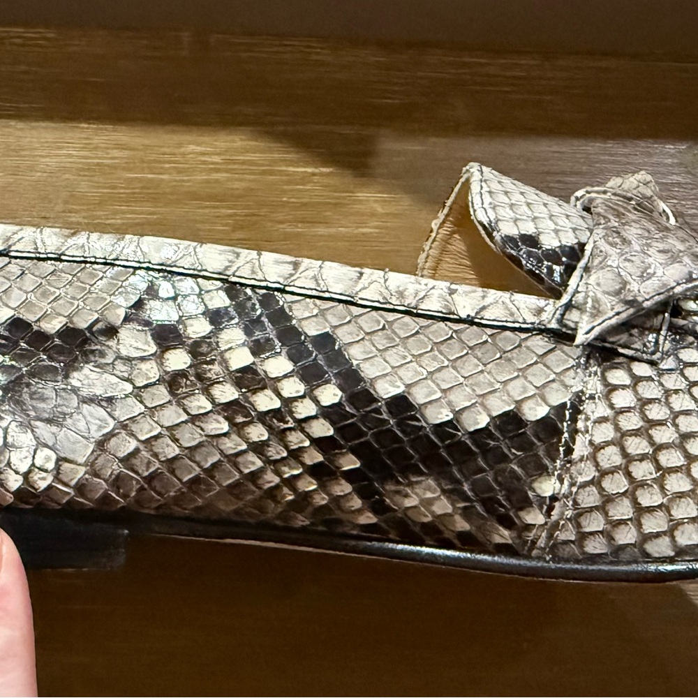 Alexandre Birman Python Leather Bow Loafers Flats… - image 5